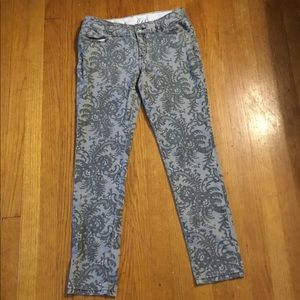 Grey floral jeans.